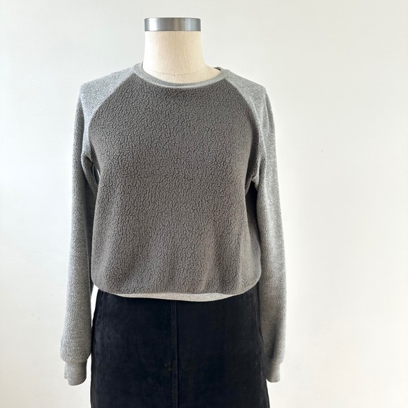Project Social T Gray Raglan Sherpa Pullover Sweatshirt - XS - Picture 1 of 5